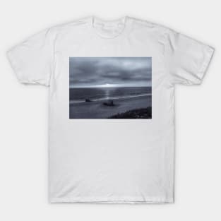 Texas Beach -  Black and White T-Shirt